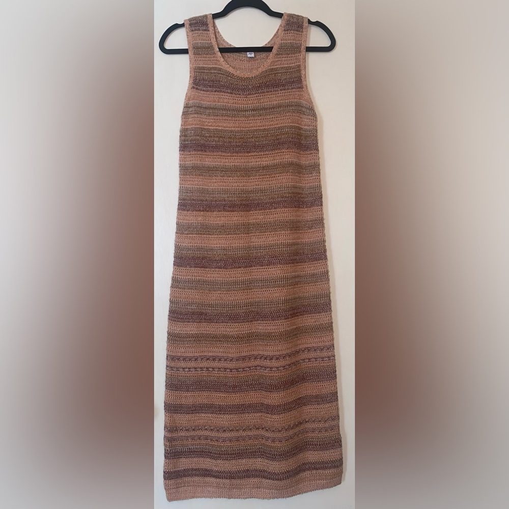 Sonoma Striped Knit Midi Dress in Taupe and Mauve